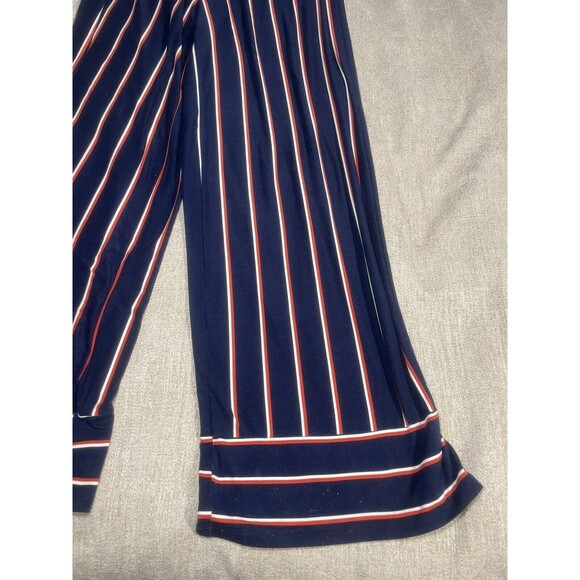 Ultra Flirt Pants Women's Medium Navy Striped Wide Leg Pants - Picture 5 of 16